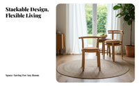 Woven Backrest Chair Nordic Design Indoor Furniture Stackable Space-Saving for Homeowners, Renters