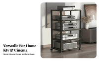 With Wheels KTV Sound System Cabinet Heavy-Duty Mobile Amplifier Stand Thickened Steel Frame Audio Visual Equipment Stand Sturdy Structure for Audiophiles, Studio, Living Room
