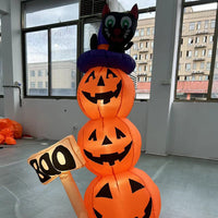 1.6m Halloween Inflatable Smiling Pumpkin with LED and Black Cat (US Plug)