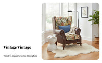 Vintage Design Upholstered high-spine Chair Includes Footstool Armchair High spinerest Seating Furniture Thickly Cushioned for Homeowners, Readers, Parents, Living Room, perusing corner, Lounge Area, Bedroom