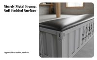 Industrial Aesthetic Shipping Container Inspired by Chest Multi-Functional Storage Bench Padded Cushion Top Indoor Furniture High Load Capacity for Interior Designers, Business Owners, Entryway, Commercial Areas, Living Room, Walk-in Closet