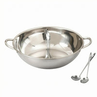 Split Hot Pot Silver Polished Yin Split-Broth Pot Double Handle Cookware