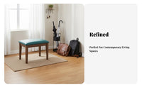 Upholstered Entryway Bench Solid Wood Frame Low Stool High-Density Foam Filling