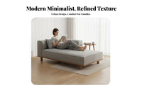 Minimalist Design Upholstered Chaise with Wooden Frame Thick Padded padding Lounge Chair Ergonomic Backrest Living Room Seating exceptionallySoft Fabric for Apartment Dwellers, Tall People, Bedroom, perusing reading area, Guesthouse, Home Office
