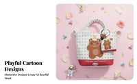 adaptable Cartoon animal Print Handbag Lightweight Small Tote minimalist design Lunch Pouch for Women, Children, Students, Work Commute, Outings, everyday Use, School