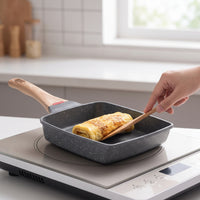 Square Frying Pan Nonstick Egg Pan Non Skillet for Individuals, Students, Small Kitchens, Dorms, Rv