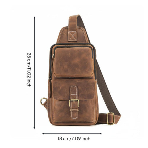 Leather Chest Bag Easy to Carry Vintage Crossbody Bag Hands Unrestricted