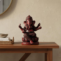 Lotus Base Ganesha Sculpture Thai Design Ganesha Idol Vintage Finish