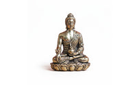 Brass Medicine Buddha Statue Artisan-Made Seated Buddha Sculpture on Lotus Base