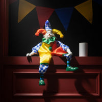 Dangling Leg Clown Ornament Colorful Ceramic Clown Doll Collectible