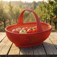 Hand Basket Imitation Bamboo Woven Basket Thick Rim Organizer Bin