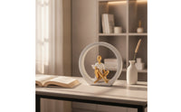 Modern Reading Woman Figurine Minimalist Reading Figurine Sculptural Sculpture with Circlet Base Tabletop for Readers, Art Lovers, Bookshelf, Living Room, Office, Study