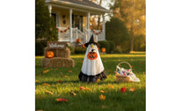Halloween Porch Goose Costume with Pumpkin Bag Festive Lawn Goose Outfit with Witch Hat Playful Witch Costume with Pumpkin Bag Spooky for Homeowners, Decorators, Entryway, Yard