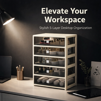 5 Drawer Desktop Organizer with Lid, Desk Storage for Office Supplies, Small Drawers Unit for Stationery Makeup Tools
