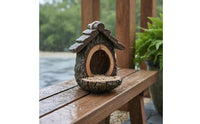 Hanging Bird Feeder Double Function Rustic Birdhouse Weatherproof for Yard