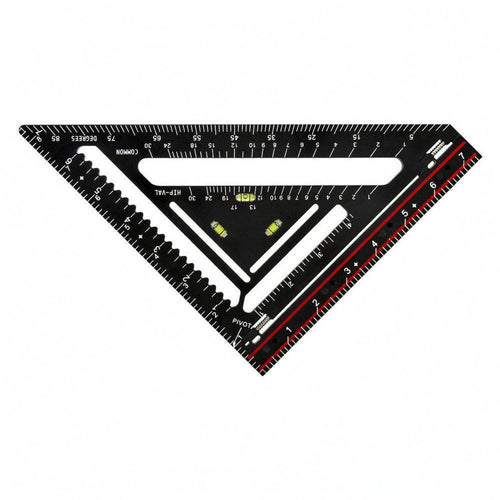 Bubble Level Ruler Red Strip Folding Carpenter Triangle Ruler for Squaring