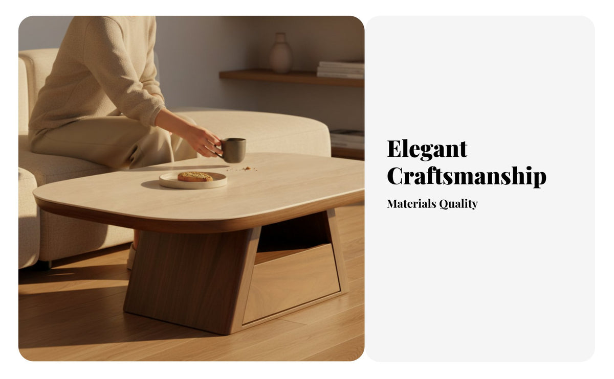 2-Tier Rectangular Coffee Table Walnut Finish dual-level Rectangular Table Minimalist Design Household Furniture for Adults, Living Room, Lounge Area