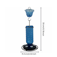 Glass Hummingbird Feeder Flower Shaped Ports Hanging Nectar Bird Feeder Moat