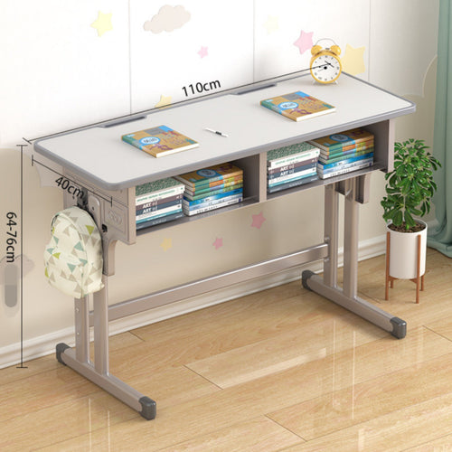 2 Pieces Adjustable Height Kids Study Table Set Children's Desk and Chair Ergonomic Workstation Two Person Design Suitable for Siblings Study Homework Creative Projects