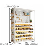 Multi-tier Shoe Rack Vertical Shoe Storage Unit Curtain Shoe Organizer Carbon Steel Household Furniture Space-saving Design Suitable for Families Entryways Living Rooms Balconies