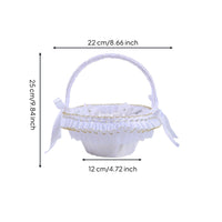 Flower Girl Basket Lace Border White Flower Basket Pleated Design