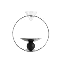 Modern Hourglass Ornament with Metal Frame Sculptural Hourglass Silver-Toned Sand Timer Clear for Desktop, Home Decor, Living Room, Bookshelf