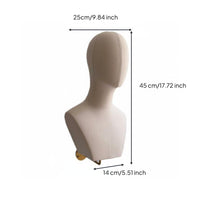 Wall-Mounted Mannequin Bust Textile-Covered Hat Display Head Polyurethane