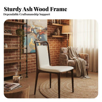 Upholstered Chair with Curved Backrest Nordic design Upholstered Wooden Side Chair Easy Assembly Multifunctional for Dining Room