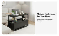Sofa Side Cabinet with Drawer Sturdy Construction End Table Tempered Tempered