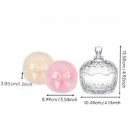3 Pieces Body Powder Puff and Container Set Reusable Glass Powder Box with Puff Bow Design Washroom Accessory for Dressing Table