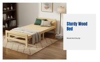 Hardwood Folding Bed, Portable, No Assembly, Thickened, Quiet, Office, Home