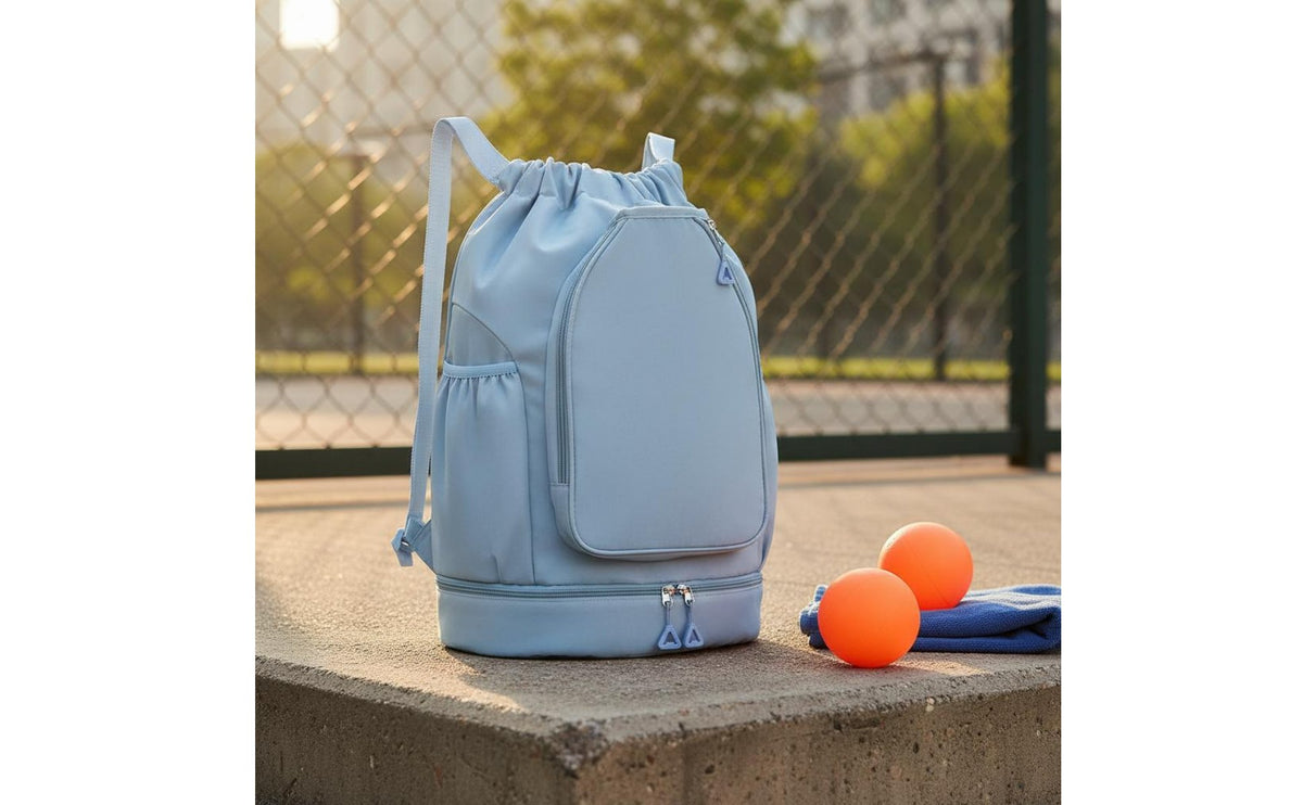 Multi-Functional Badminton Tennis Racket Backpack Lightweight Tennis Racket Backpack Large Capacity Drawstring Sports Bag for Swimmers, Travel, Swimming