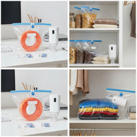 10 Pieces Moisture-Resistant Vacuum Storage Bags with Electric Pump Reusable Vacuum Bags with Electric Pump Long-Lasting Large for Closet Organization