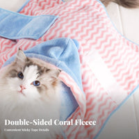 Dog Absorbent Robe Thickened Dog Absorbent Coat Color Block Design Pet Bathrobe for Young Dogs, Kittens, After Bath, Rainy Days, Beach Trips