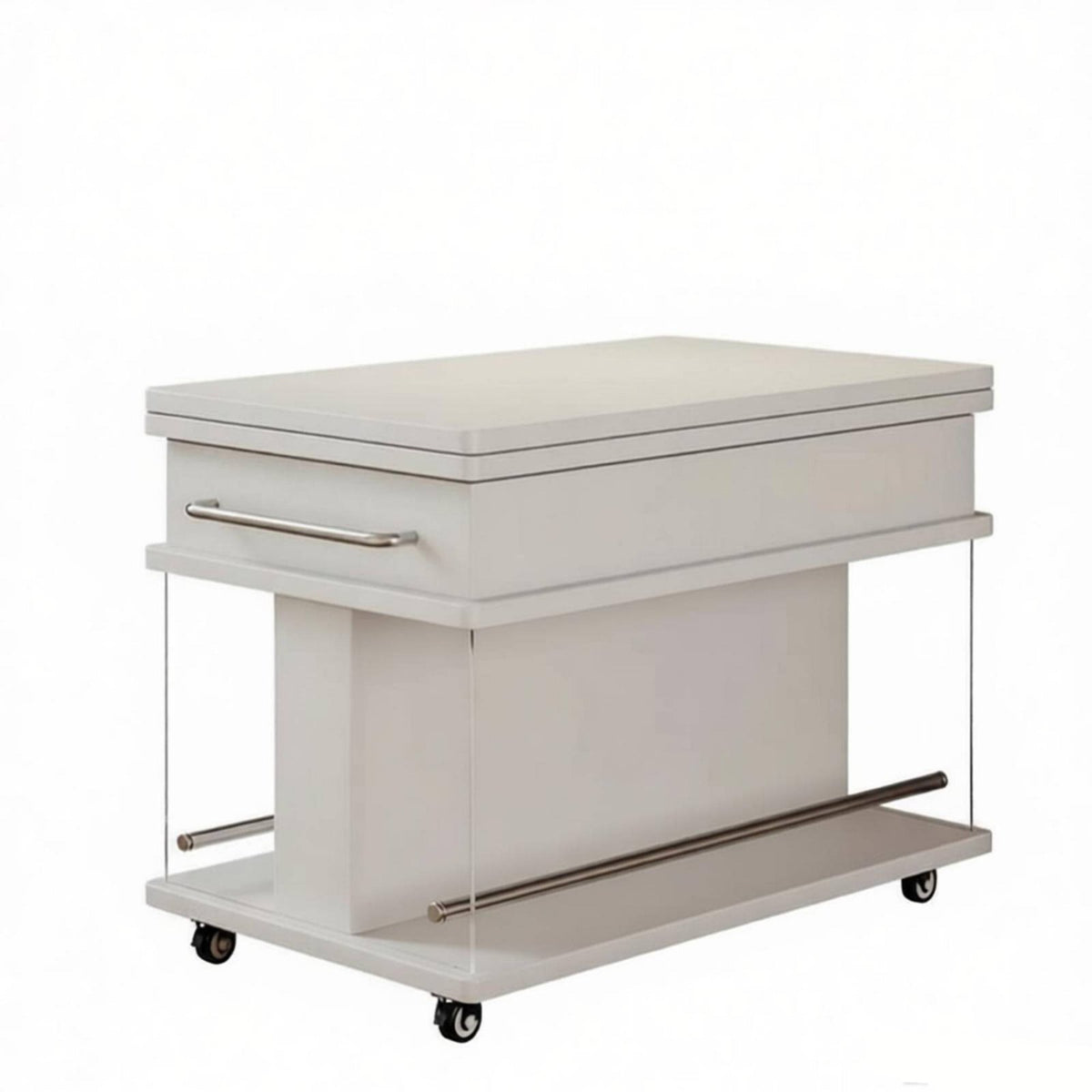 Expandable Rolling Side Table Space-Saving Rolling Utility Cart With Wheels Built-in Storage for Small Apartment Dwellers