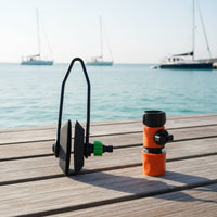 Easy Installation Outboard Engine Flusher Long-Lasting Steel Frame Marine Engine Flush Kit Crack Resistant Boat Engine Ear Muffs Quick Connect Hose Fittings for Winterizing