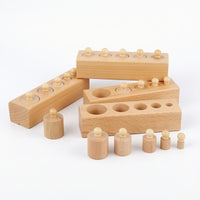 Preschool Developmental Cylinder Block Early Learning Cylinder Socket Block Natural Wood Educational for Preschoolers, Toddlers, Kids, Home, Classroom
