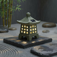 Solar Pagoda Lantern Waterproof Solar Garden Light Textured Resin-Like for Yard