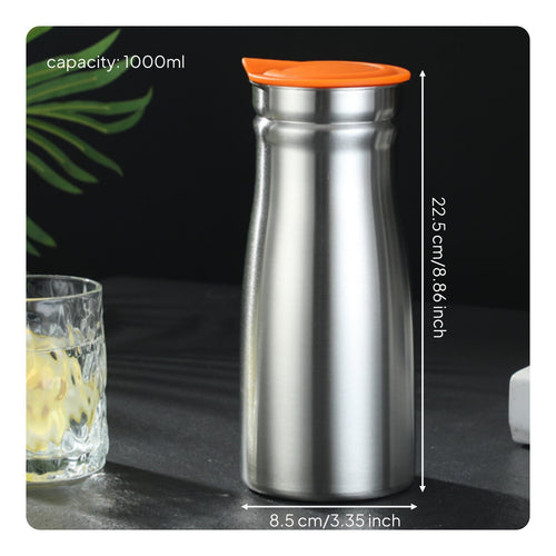 European Thermal Kettle Rust Resistant Stainless Metal Water Pitcher Insulated Water Carafe for Restaurant, Cafe, Office