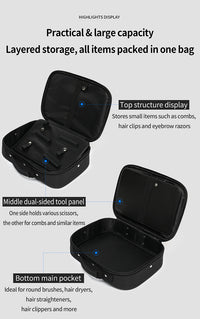 Portable Barber Haircut Kit Bag with Multifunctional Compartments