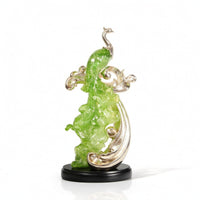 Bird Sculpture with Metallized Accents Translucent Bird Statue with Round Base Carved for Art Collectors, Entryway