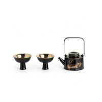Teapot and Cups Set Arched Handle Ceramic Tea Set Side Spout