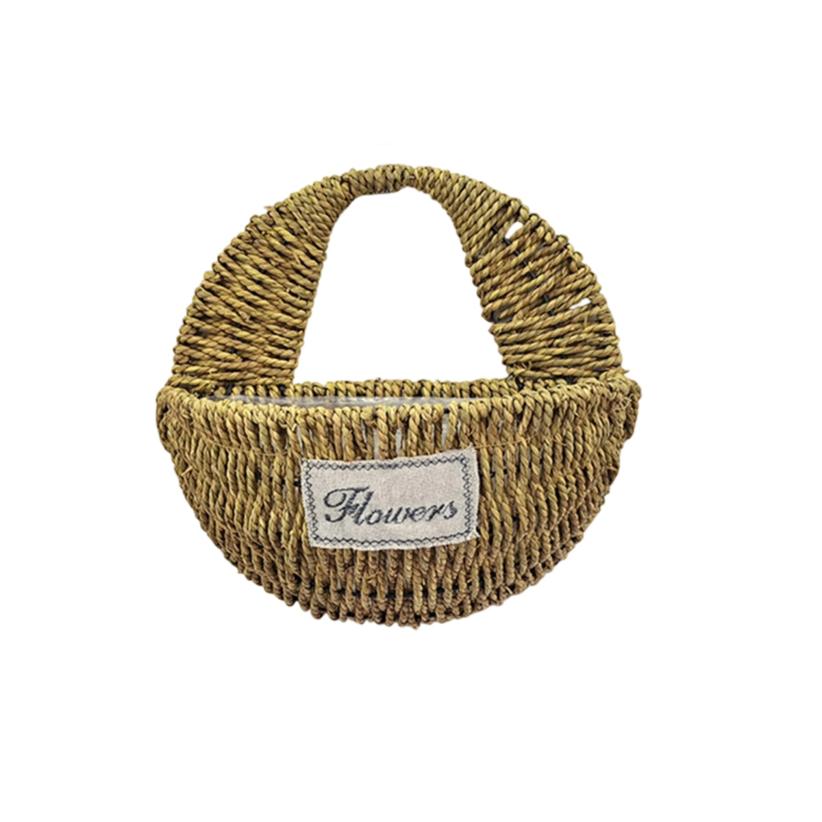 Woven Wall Hanging Basket Artisanal Wall Basket with Handle Rustic