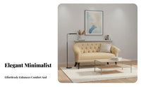 traditional design rosy Button-Tufted Loveseat Space Saving Button-Tufted Settee dense Foam padding Fabric Sofa Comfortable paddinging for Apartment Dwellers, Young Adults, Homeowners, Bedroom, Lounge Area, Home Office