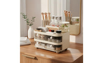 Cosmetic Storage Box with Drawers Transparent Makeup Organizer with Drawers Space Saving Rotating Makeup and Jewelry Organizer for Dresser Top
