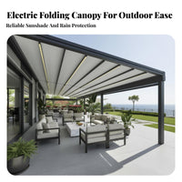 Water-Resistant Electric Mechanism Ized Retractable Pergola Aluminum Alloy Frame Electric Folding Patio Cover Adj Our Company Table Electric Mechanism Ized Patio Awning Long-Lasting Material for Homeowners, Families, B Our Company Iness Owners, Terrace