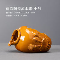 Ceramic Fish Bowl Water Circulation Pot with Glaze, Chinese Style