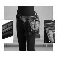 Steampunk Waist Pack Adjustable Steampunk Bag Hands Bag with Harness for Wanderers, Bikers, Streetwear, Festivals, Motorcycle Riding