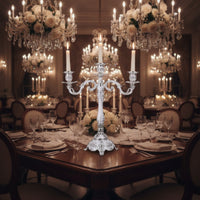 Candle Holder with Three Cups Embossed Candelabra with Arms Decorative