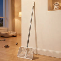 Cat Scooper with Long Handle Litter Sifter, Stainless Steel Metal Large Litter Scooper, Extended Handle Cat Owner Gift for Apartment Living Use